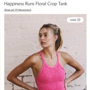 Free People Hot Pink Happiness Runs Floral Crop Tank - Size XS/S